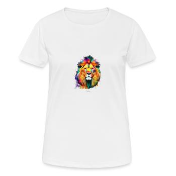 Lionsplash - Frauen T-Shirt atmungsaktiv - Weiß - Vorne - AI Model Female 172 dark (172cm)