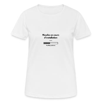 Muscles en cours d'installation - T-shirt respirant Femme - blanc - Devant - AI Model Female 172 dark (172cm)