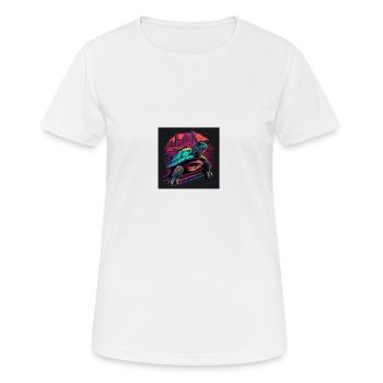 Turtle in neon colors 80s synthwave style - Women's Breathable T-Shirt - white - Front - AI Model Female 172 dark (172cm)