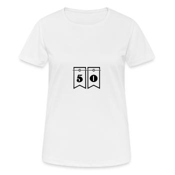 50. 50 ANS. 50e ANNIVERSAIRE. ANNIVERSAIRE 50 ANS. - T-shirt respirant Femme - blanc - Devant - AI Model Female 172 dark (172cm)