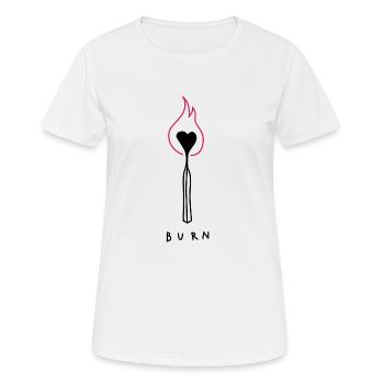 Burn Herz - Frauen T-Shirt atmungsaktiv - Weiß - Vorne - AI Model Female 172 dark (172cm)