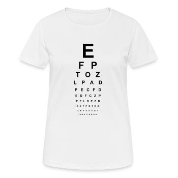 Eye test glasses opticians eyes read letters ABC - Women's Breathable T-Shirt - white - Front - AI Model Female 172 dark (172cm)