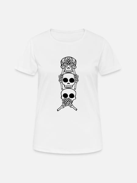 Singe Proverbe 3 Crâne - T-shirt respirant Femme - blanc