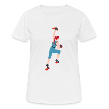 Klettern, Boulder, Sportklettern, Kletterwand Top - Frauen T-Shirt atmungsaktiv - Weiß - Vorne - AI Model Female 172 dark (172cm)