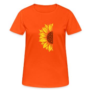 Halbe Sonnenblume - Frauen T-Shirt atmungsaktiv - Neonorange - Vorne - AI Model Female 172 dark (172cm)