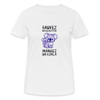 Retten Sie einen Eukalyptus, essen Sie einen Koala. - Frauen T-Shirt atmungsaktiv - Weiß - Vorne - AI Model Female 172 dark (172cm)