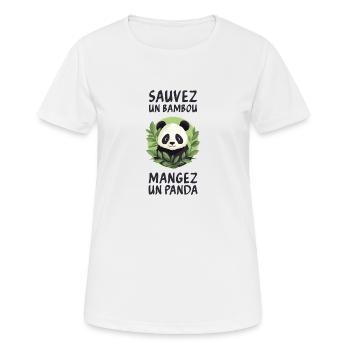 Rette einen Bambus, iss einen Panda. - Frauen T-Shirt atmungsaktiv - Weiß - Vorne - AI Model Female 172 dark (172cm)