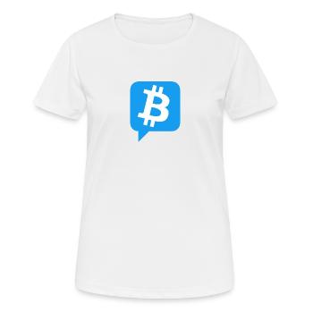 Bitcoin Logo in Blau - Frauen T-Shirt atmungsaktiv - Weiß - Vorne - AI Model Female 172 dark (172cm)