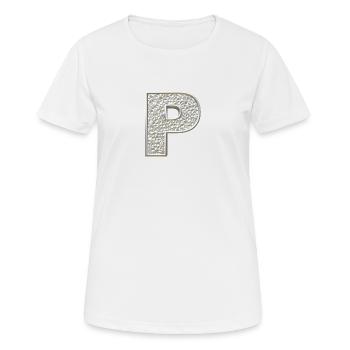 P, letter, letter P, initial, initial P, monogram, - Women's Breathable T-Shirt - white - Front - AI Model Female 172 dark (172cm)