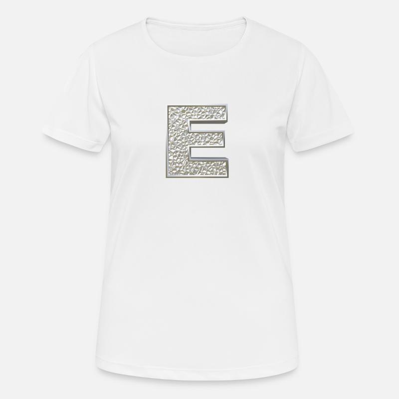 E, letter, letter E, initial, initial E, monogram, - Frauen T-Shirt atmungsaktiv - Weiß