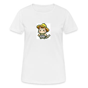 Chat avec chapeau de fermier, fermier, salopettes, pixelart - T-shirt respirant Femme - blanc - Devant - AI Model Female 172 dark (172cm)