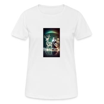 Rentier mit Santa Futuristisch - Frauen T-Shirt atmungsaktiv - Weiß - Vorne - AI Model Female 172 dark (172cm)