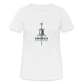 "Swords speak louder than words" - Women's Breathable T-Shirt - white - Front - AI Model Female 172 dark (172cm)