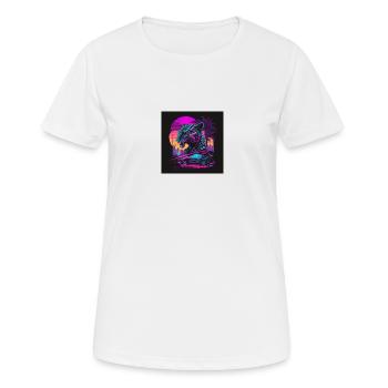 Tiger with neon colors, synthwave / 80s - Women's Breathable T-Shirt - white - Front - AI Model Female 172 dark (172cm)