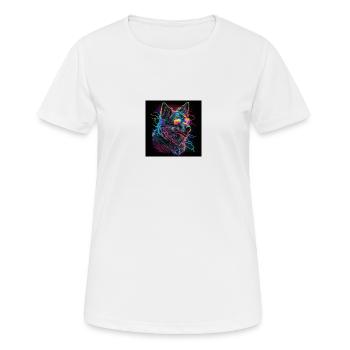 Dog with neon colors, synthwave / 80s - Women's Breathable T-Shirt - white - Front - AI Model Female 172 dark (172cm)