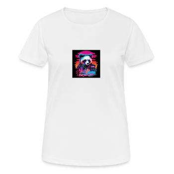 Panda with neon colors, synthwave / 80s - Women's Breathable T-Shirt - white - Front - AI Model Female 172 dark (172cm)