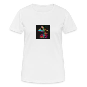 Giraffe with neon colors, synthwave / 80s - Women's Breathable T-Shirt - white - Front - AI Model Female 172 dark (172cm)