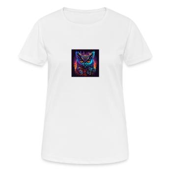 Owl with neon colors, synthwave / 80s - Women's Breathable T-Shirt - white - Front - AI Model Female 172 dark (172cm)