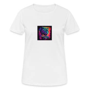 Jaguar with neon colors, synthwave / 80s - Women's Breathable T-Shirt - white - Front - AI Model Female 172 dark (172cm)