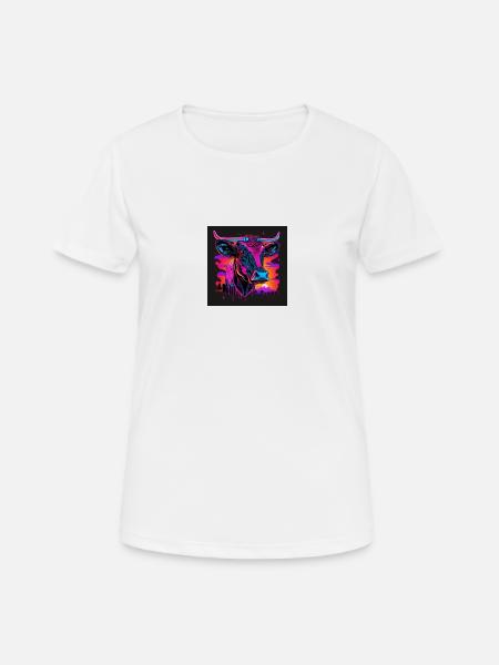 Cow with neon colors, synthwave / 80s - Women's Breathable T-Shirt - white
