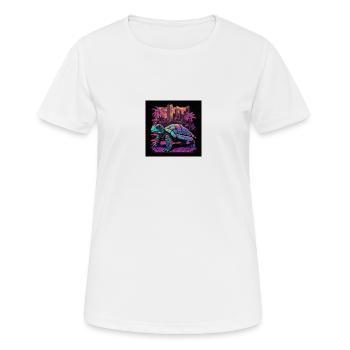 Turtle with neon colors, synthwave / 80s - Women's Breathable T-Shirt - white - Front - AI Model Female 172 dark (172cm)