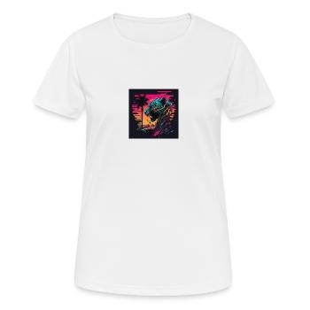 Tiger with neon colors, synthwave / 80s - Women's Breathable T-Shirt - white - Front - AI Model Female 172 dark (172cm)
