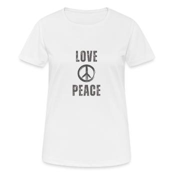 Love and Peace - Frauen T-Shirt atmungsaktiv - Weiß - Vorne - AI Model Female 172 dark (172cm)