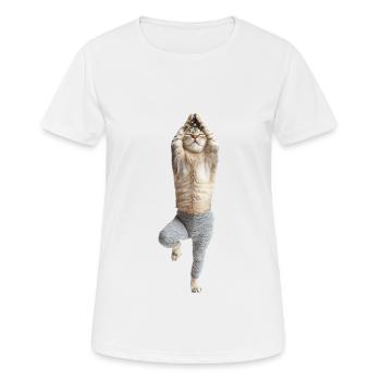 Schottische Faltohrkatze - Frauen T-Shirt atmungsaktiv - Weiß - Vorne - AI Model Female 172 dark (172cm)