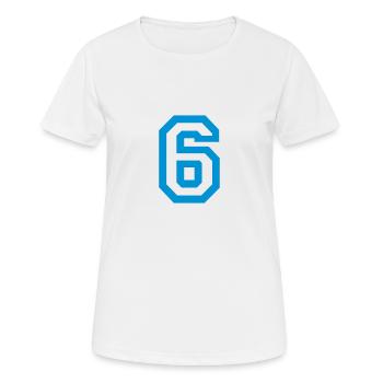 6 Collegestyle - Frauen T-Shirt atmungsaktiv - Weiß - Vorne - AI Model Female 172 dark (172cm)