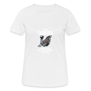 Funny quote Farrier Hero Horseshoe Hoof -Trimmg - Women's Breathable T-Shirt - white - Front - AI Model Female 172 dark (172cm)