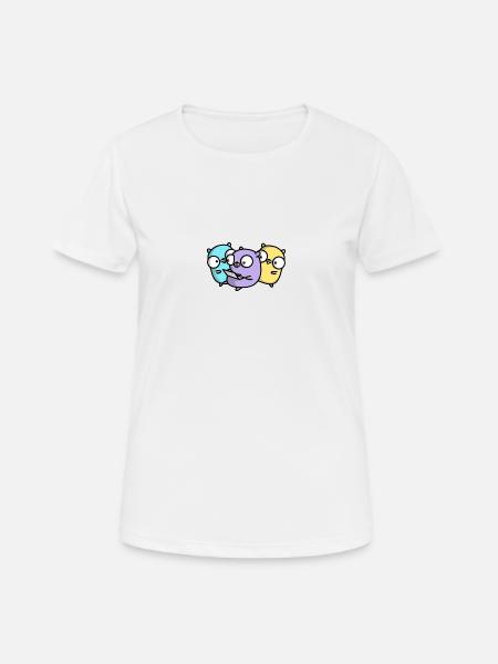 Drei niedliche Gopher beim Pair Programming - Frauen T-Shirt atmungsaktiv - Weiß