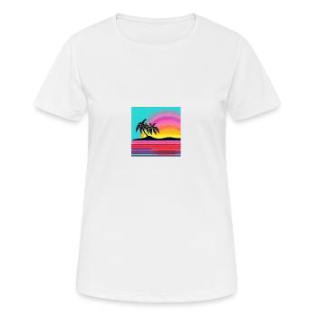 Retro Revival: Farbenfroher Sonnenuntergang - Frauen T-Shirt atmungsaktiv - Weiß - Vorne - AI Model Female 172 dark (172cm)