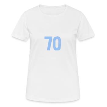 70. 70 ANS. 70e ANNIVERSAIRE. ANNIVERSAIRE 70 ANS. - T-shirt respirant Femme - blanc - Devant - AI Model Female 172 dark (172cm)