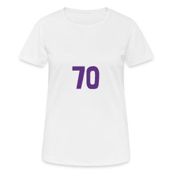 70. 70 ANS. 70e ANNIVERSAIRE. ANNIVERSAIRE 70 ANS. - T-shirt respirant Femme - blanc - Devant - AI Model Female 172 dark (172cm)