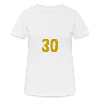 30. 30 ANS. 30e ANNIVERSAIRE. ANNIVERSAIRE 30 ANS. - T-shirt respirant Femme - blanc - Devant - AI Model Female 172 dark (172cm)