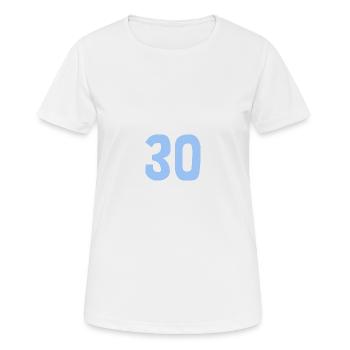 30. 30 JAHRE. 30-JÄHRIGES JUBILÄUM. 30-JÄHRIGES JUBILÄUM. - Frauen T-Shirt atmungsaktiv - Weiß - Vorne - AI Model Female 172 dark (172cm)