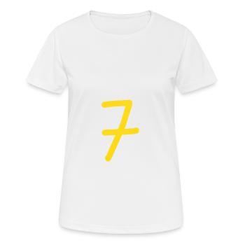 7 Numéro sept numéro jaune anniversaire - T-shirt respirant Femme - blanc - Devant - AI Model Female 172 dark (172cm)