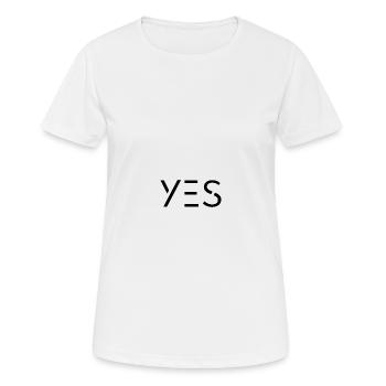 YES :: GESCHENK - Frauen T-Shirt atmungsaktiv - Weiß - Vorne - AI Model Female 172 dark (172cm)