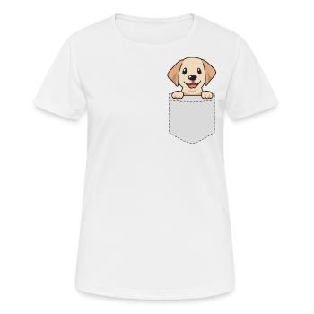 Labrador Pocket - Frauen T-Shirt atmungsaktiv - Weiß - Vorne - AI Model Female 172 dark (172cm)