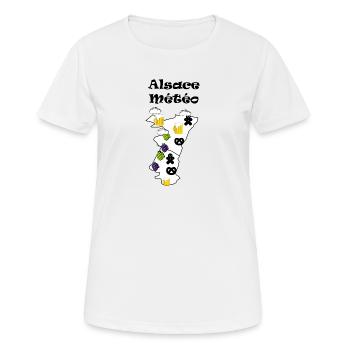 Alsace Météo - T-shirt respirant Femme - blanc - Devant - AI Model Female 172 dark (172cm)