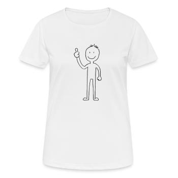Strichmännchen mit Daumen Hoch - Frauen T-Shirt atmungsaktiv - Weiß - Vorne - AI Model Female 172 dark (172cm)