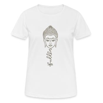 Buddha Schriftzug Buddha Kopf Buddha Spruch - Frauen T-Shirt atmungsaktiv - Weiß - Vorne - AI Model Female 172 dark (172cm)