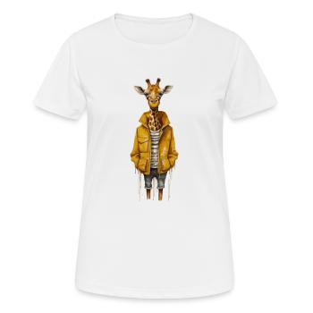 Whimsical Giraffe Holiday Tee - Women's Breathable T-Shirt - white - Front - AI Model Female 172 dark (172cm)