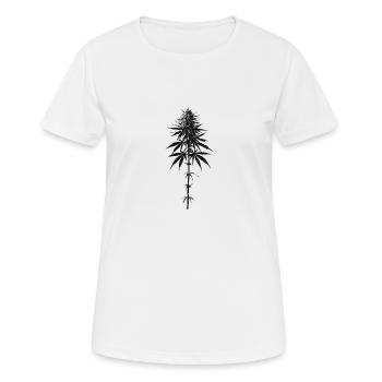 Plante de cannabis stylisée silhouette noire - T-shirt respirant Femme - blanc - Devant - AI Model Female 172 dark (172cm)
