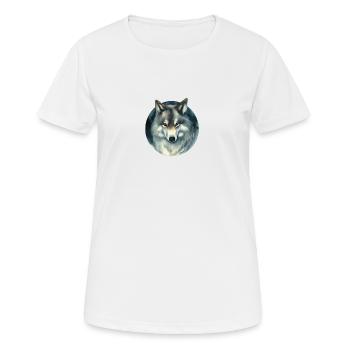 Illustration menaçante de chien sauvage renard dans un cercle de regards - T-shirt respirant Femme - blanc - Devant - AI Model Female 172 dark (172cm)