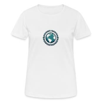 Weltkugel mit Blätterkranz - Frauen T-Shirt atmungsaktiv - Weiß - Vorne - AI Model Female 172 dark (172cm)