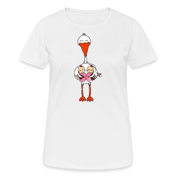 Retro Vintage Grunge Schwangerschaft Zwillinge - Frauen T-Shirt atmungsaktiv - Weiß - Vorne - AI Model Female 172 dark (172cm)