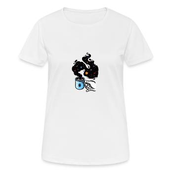 Astronaute - Main mug café espace - T-shirt respirant Femme - blanc - Devant - AI Model Female 172 dark (172cm)