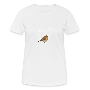 Rotkehlchen Herz Vogel Vogelbeobachter Singvogel - Frauen T-Shirt atmungsaktiv - Weiß - Vorne - AI Model Female 172 dark (172cm)