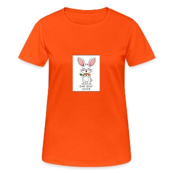 Own Your Voice: Carrot Loving Rabbit Design - Women's Breathable T-Shirt - neon orange - Front - AI Model Female 172 dark (172cm)